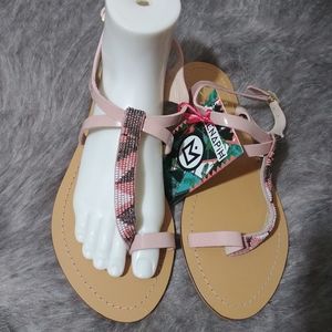 NEW rare pink beaded copa leather sandals